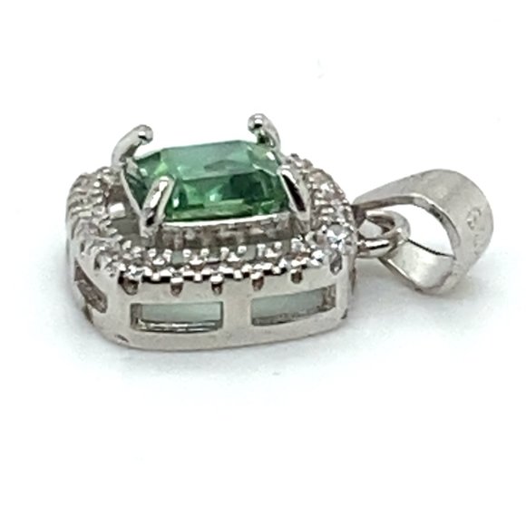 Green Tourmaline 1.36ct White Gold Finish Solid 925 Sterling Silver Pendant - Picture 4 of 7